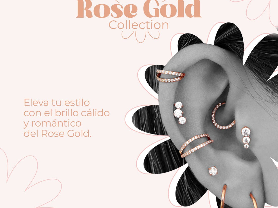 Piercings en oro rosa: eleva tu estilo con un brillo cálido y sofisticado