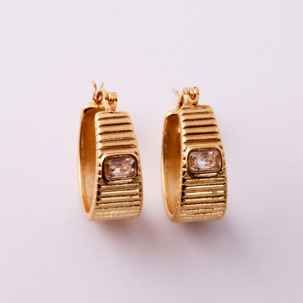 Hoop Earrings with Cubic Zirconia - Gold & Silver