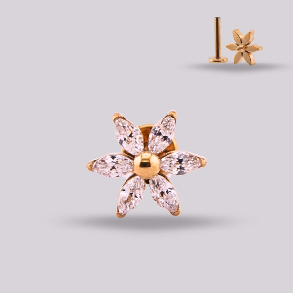 Golden Azalea Labret – Implant-Grade Titanium with Zircon