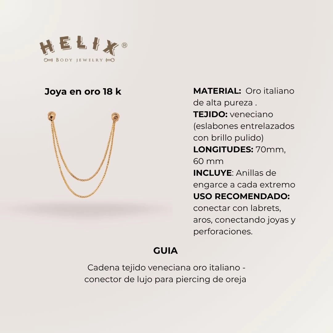 Cadena Doble Oro Italiano Tejido Veneciano