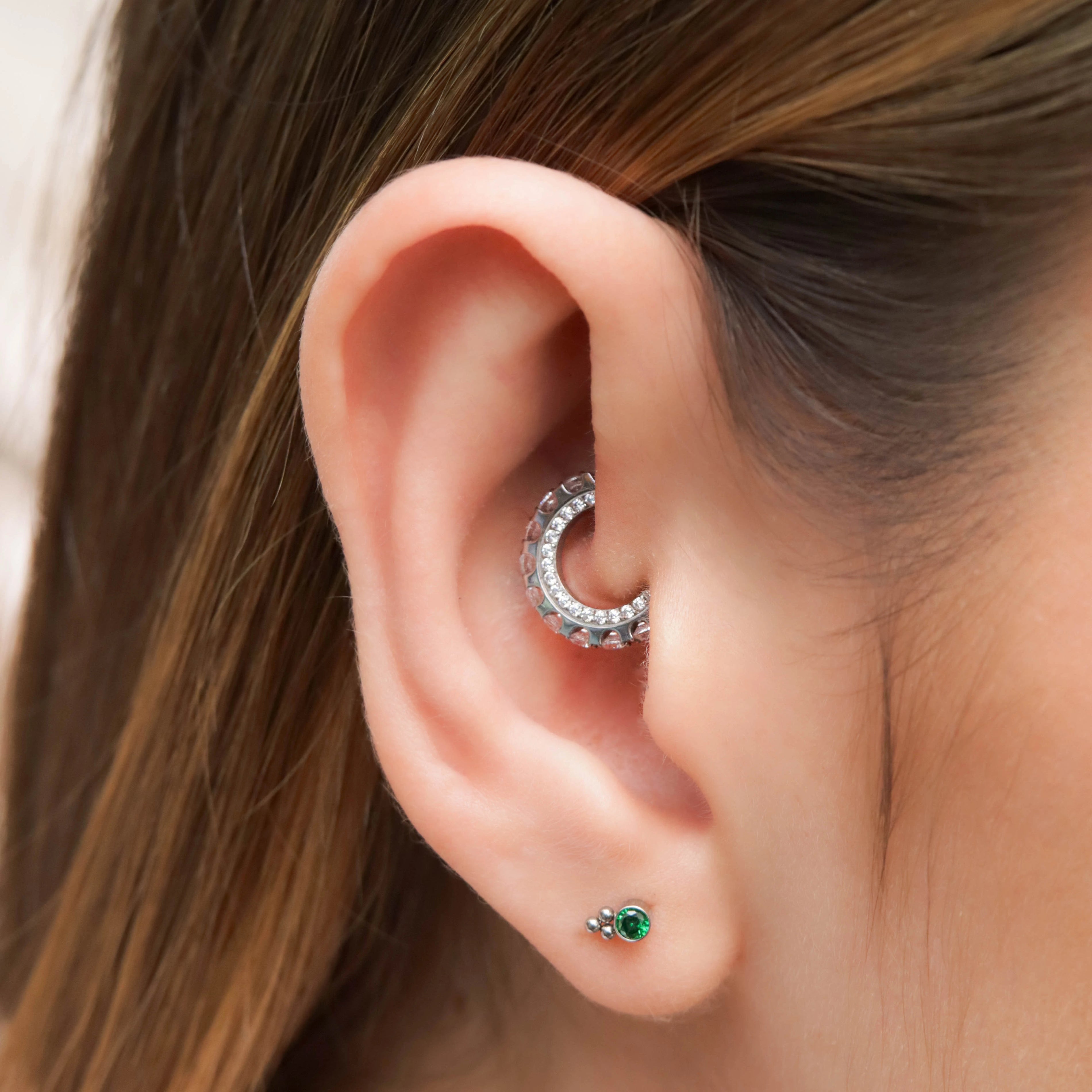 Labret Mini Verde en Titanio