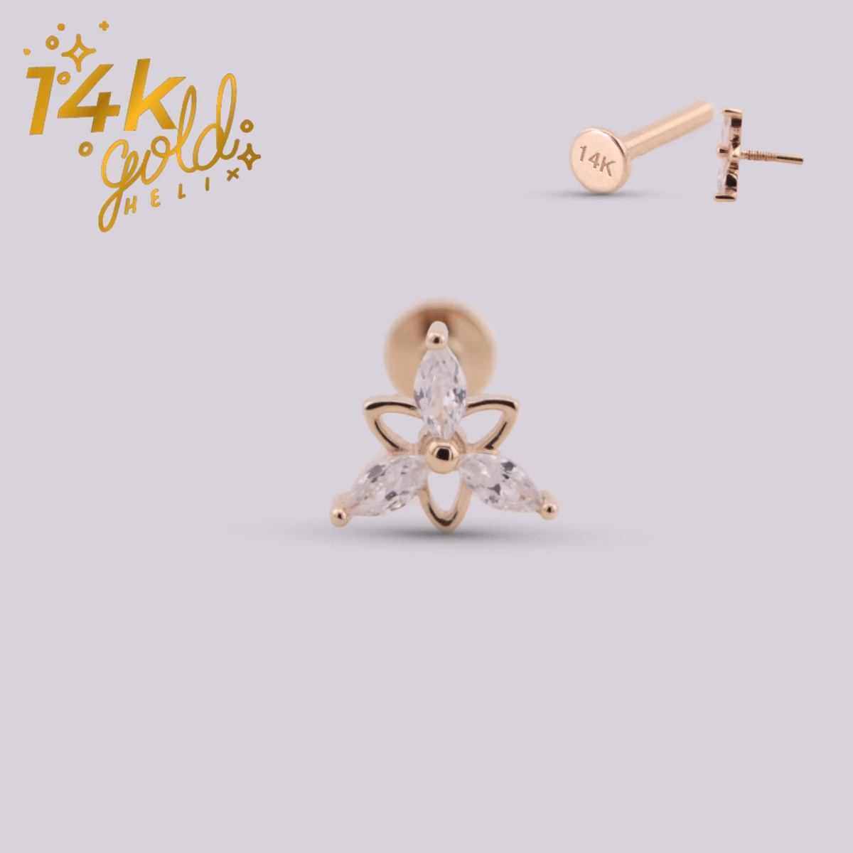 Labret Rigel Luxury Oro 14K con Cristales Swarovski