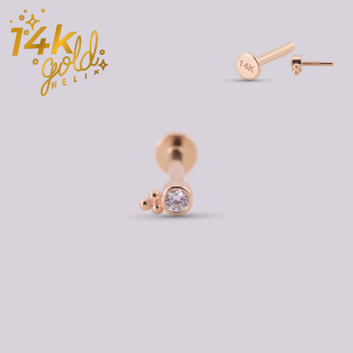 Labret Mini Luxury Oro 14K con Swarovski