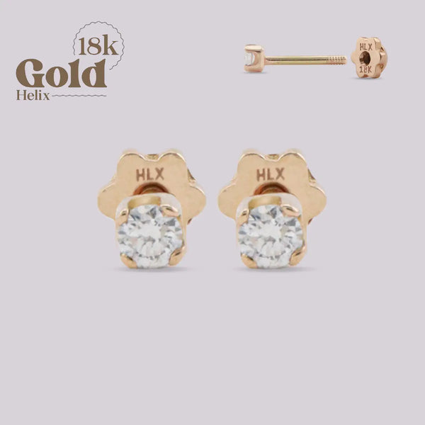 18K Gold Earrings with Natural Diamond – Helix “H” Design | Fine Jewelry