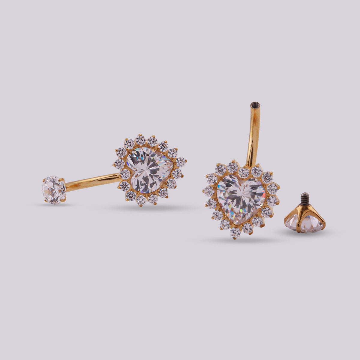 Piercing de Ombligo Heart Queen en Titanio Dorado