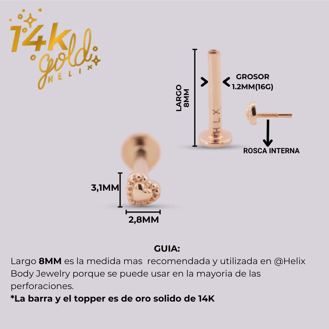 Labret Corazón Luxury Oro 14K