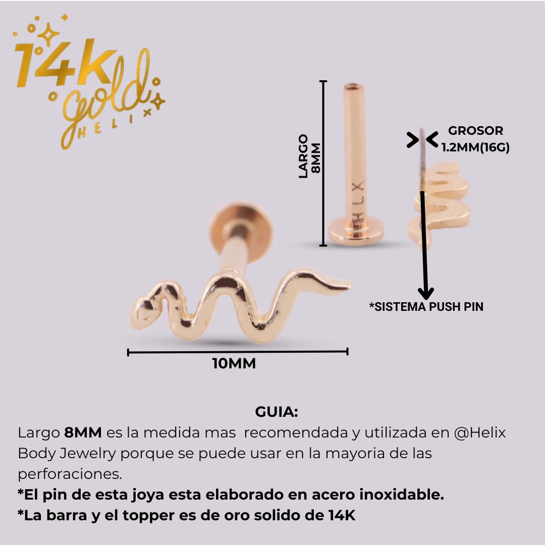 Labret Serpiente Luxury Sily Oro 14K