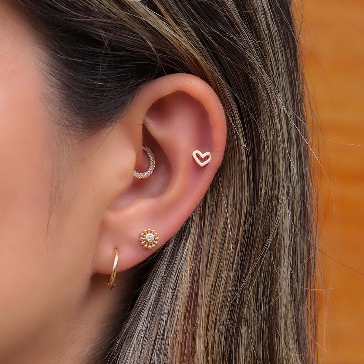 Labret Corazón en Oro 18K