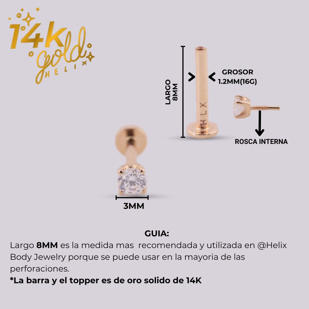 Labret Sparkly Swarovski Oro 14K