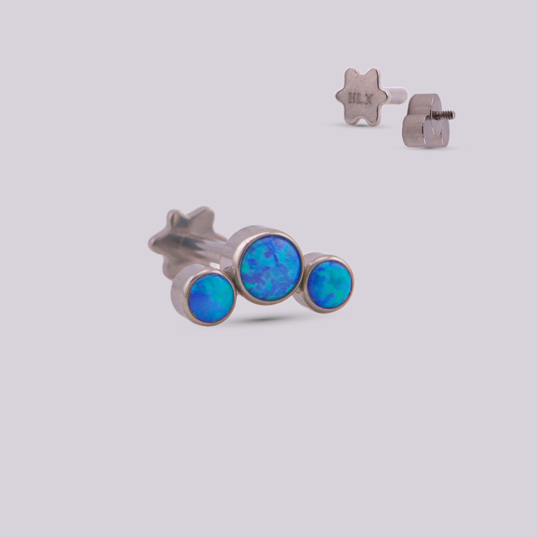 Labret Mediterráneo en Titanio con Ópalo