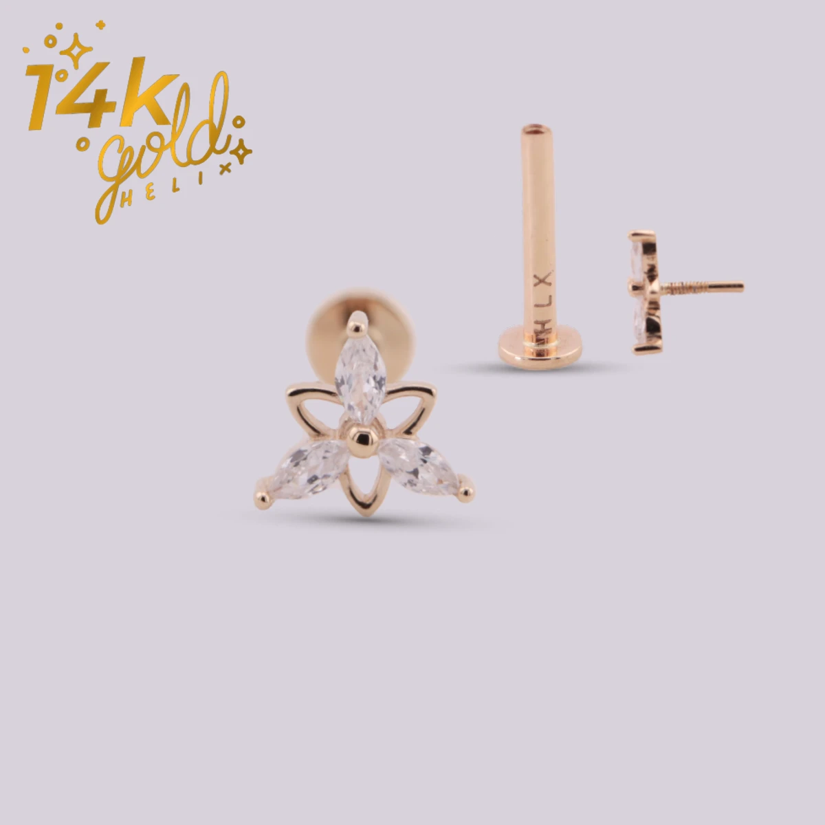 Labret Rigel Luxury Oro 14K con Cristales Swarovski