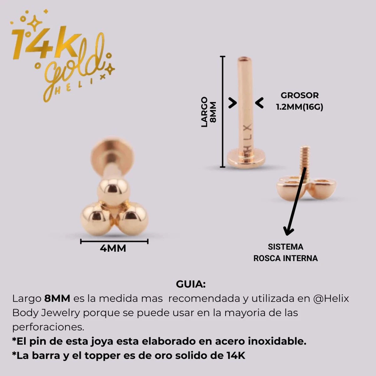 Labret Trébol Luxury Oro 14K