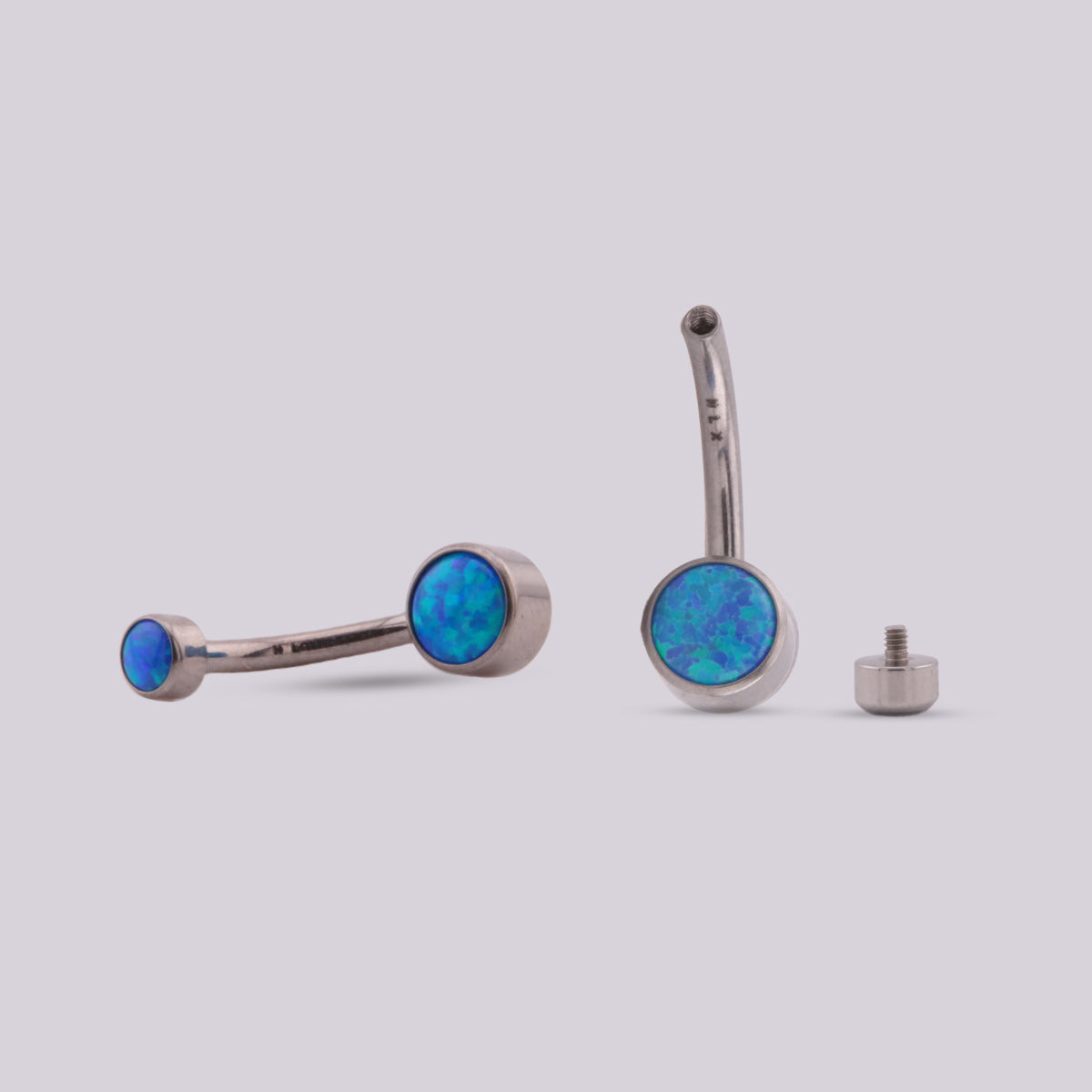Piercing de Ombligo en Titanio con Ópalo Azul