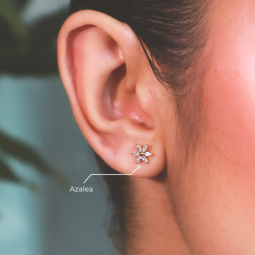 Labret Azalea Dorada en Titanio Grado Implante con Zirconias