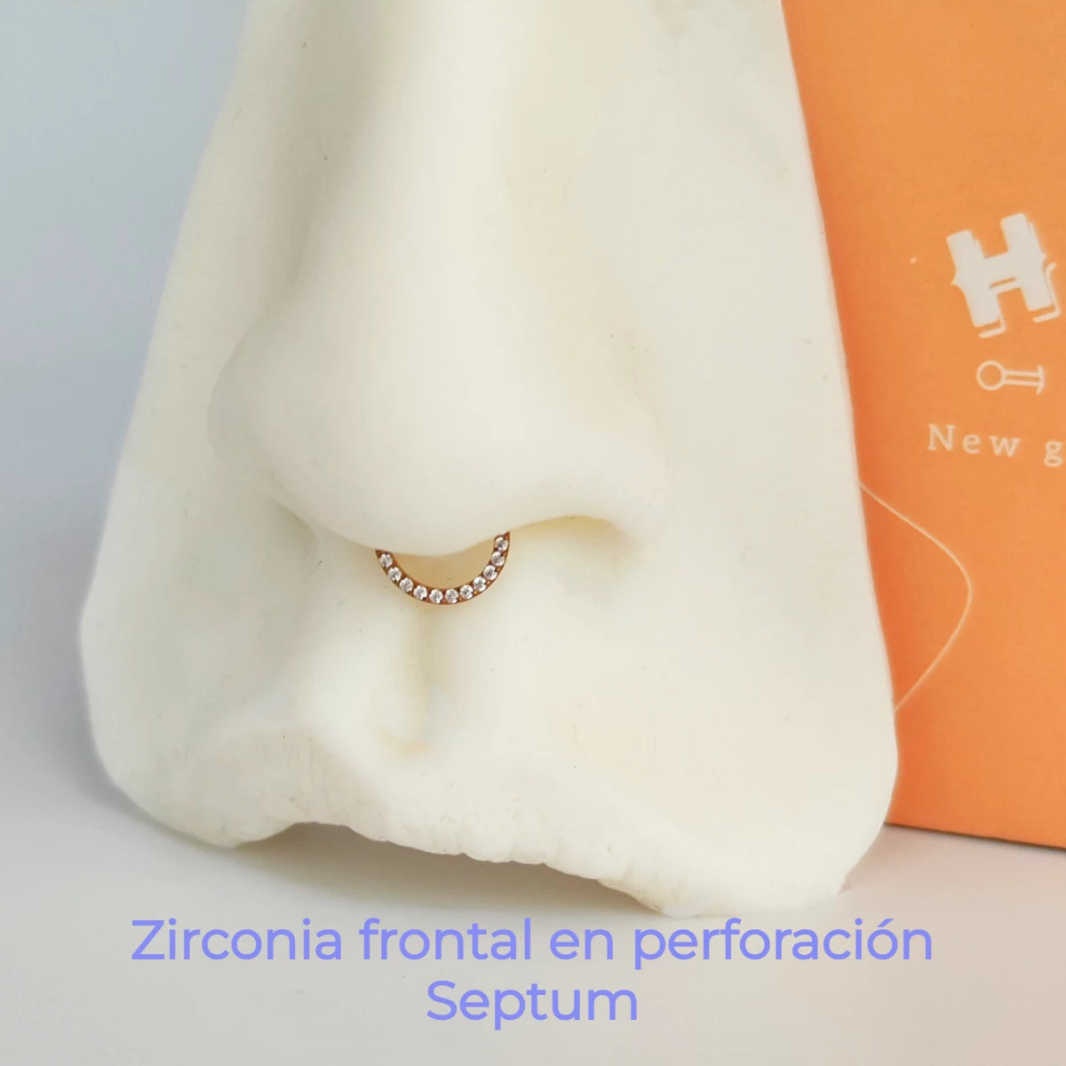 Aro Clicker Frontal con Zircones Dorado en Titanio