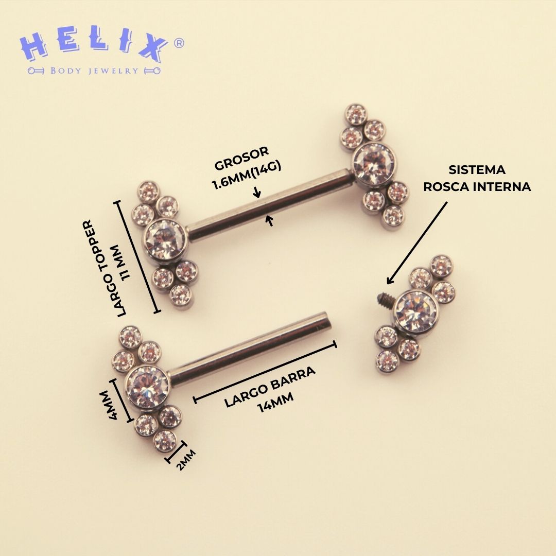 Piercing de Pezón Isa en Titanio con Zirconia