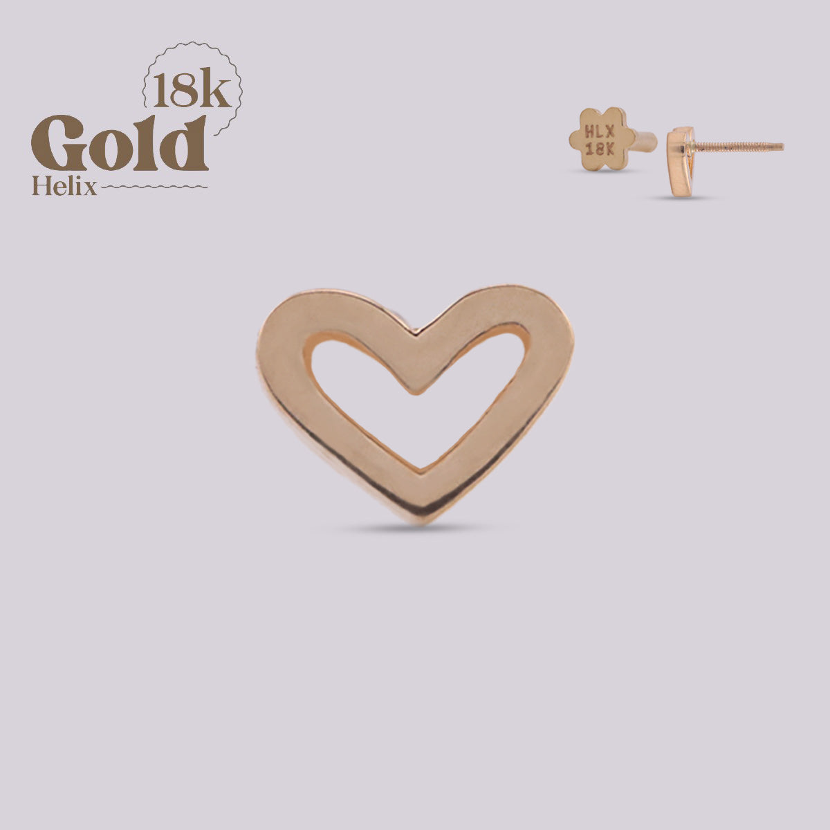 Labret Corazón en Oro 18K