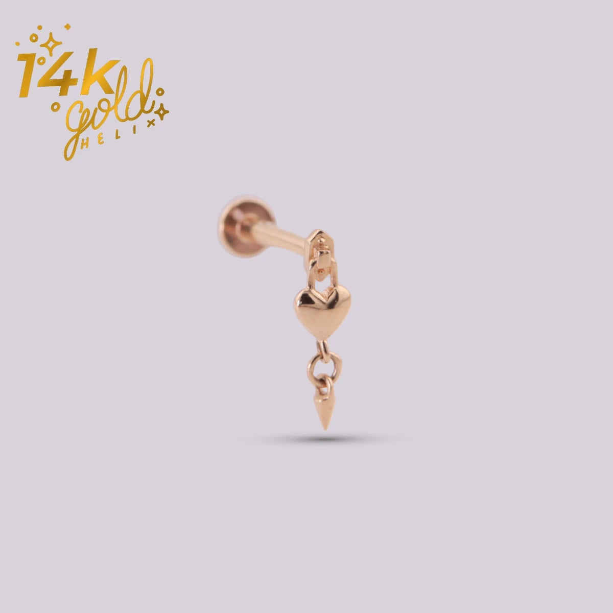 Labret Corazón Colgante Adara Oro 14K