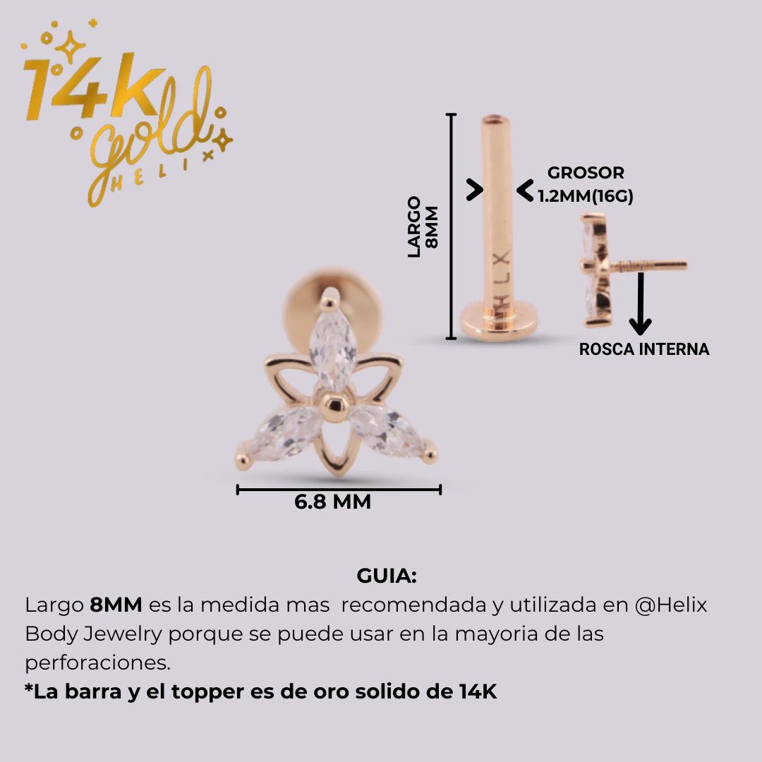 Labret Rigel Luxury Oro 14K con Cristales Swarovski