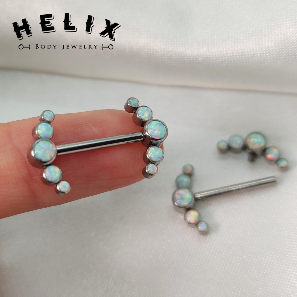 Nipple Selene en Titanio con Ópalo #17