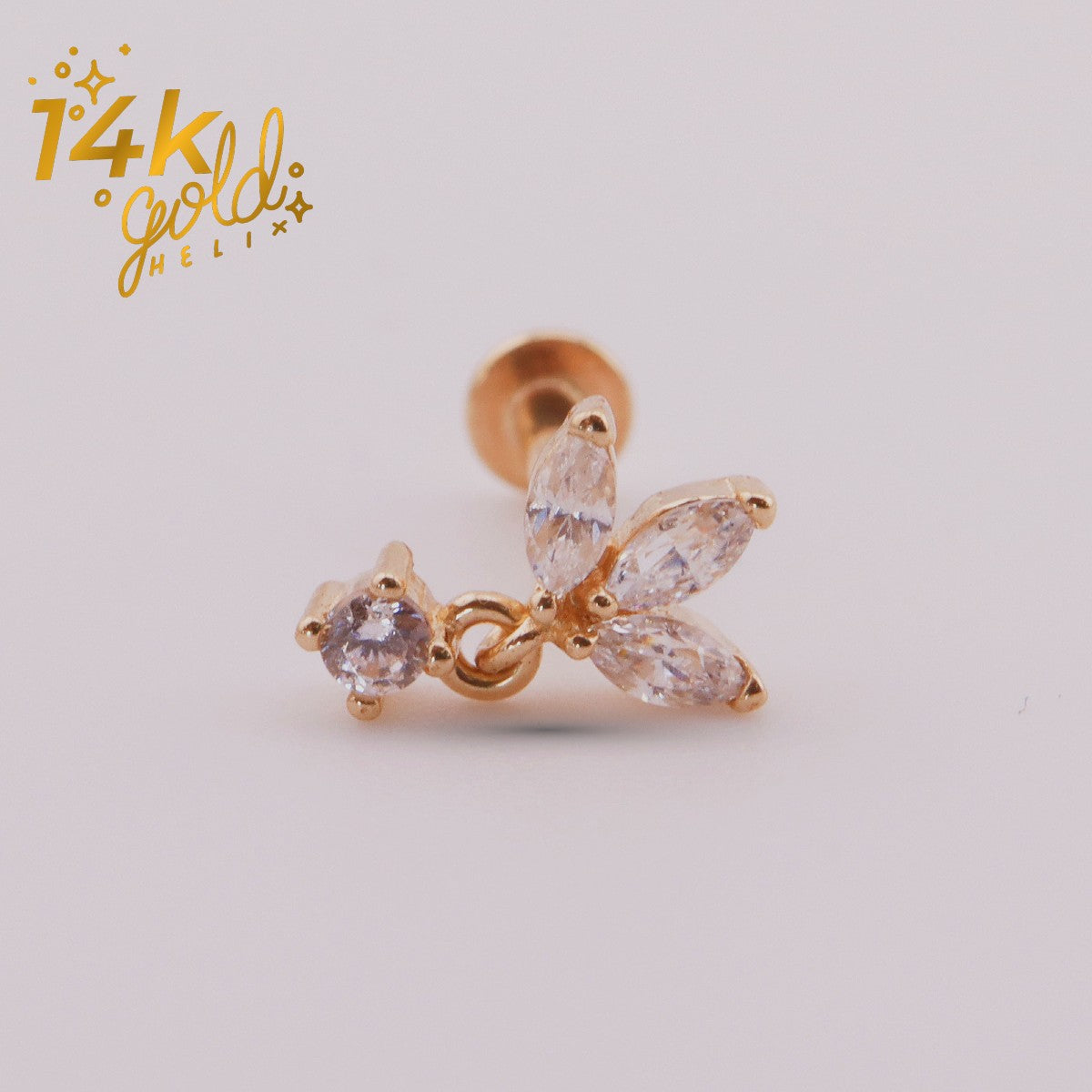 Labret Loto Luxury en Oro 14K con Zirconia 5A